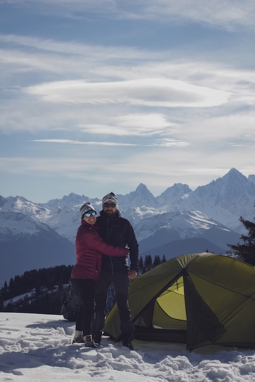 veste doudoune en bivouac hivernale